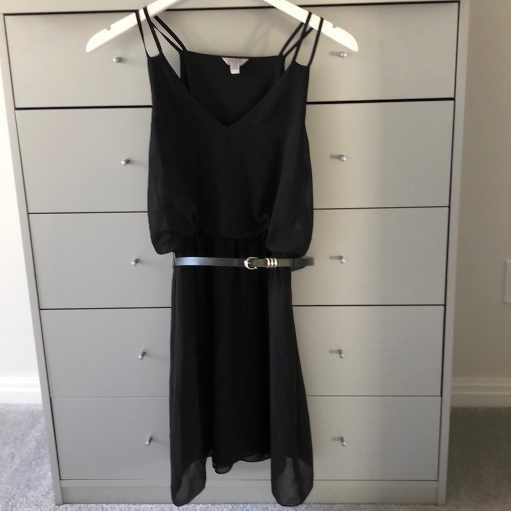 Guess Black Tank Dress W/Belt